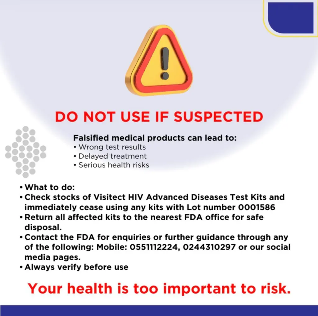 FDA warns of fake HIV test kits on Ghanaian market FDA warns of fake HIV test kits on Ghanaian market