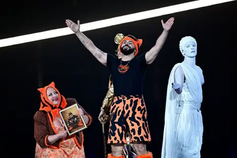 Getty Images Greek singer Akylas performs at the Eurovision Song Contest