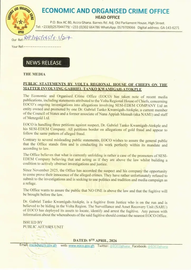 EOCO defends probe into Kwamigah-Atokple