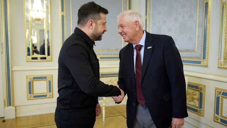 Lindsey Graham travelled to Kyiv earlier this week. Pic: AP