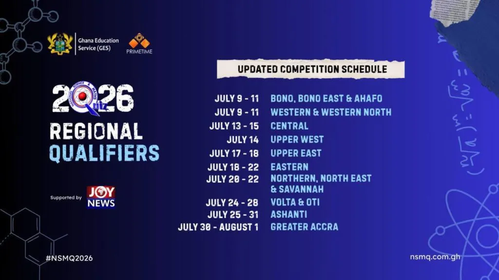 NSMQ 2026 regional qualifiers rescheduled to July 9