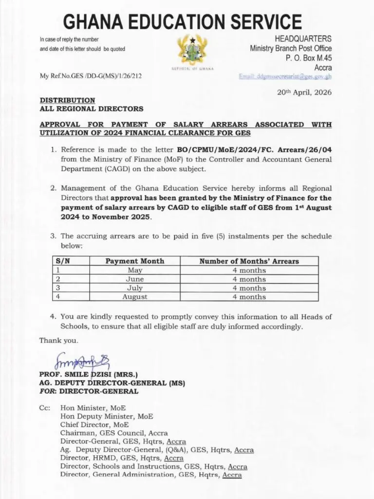 GES secures approval for payment of salary arrears to newly recruited teachers