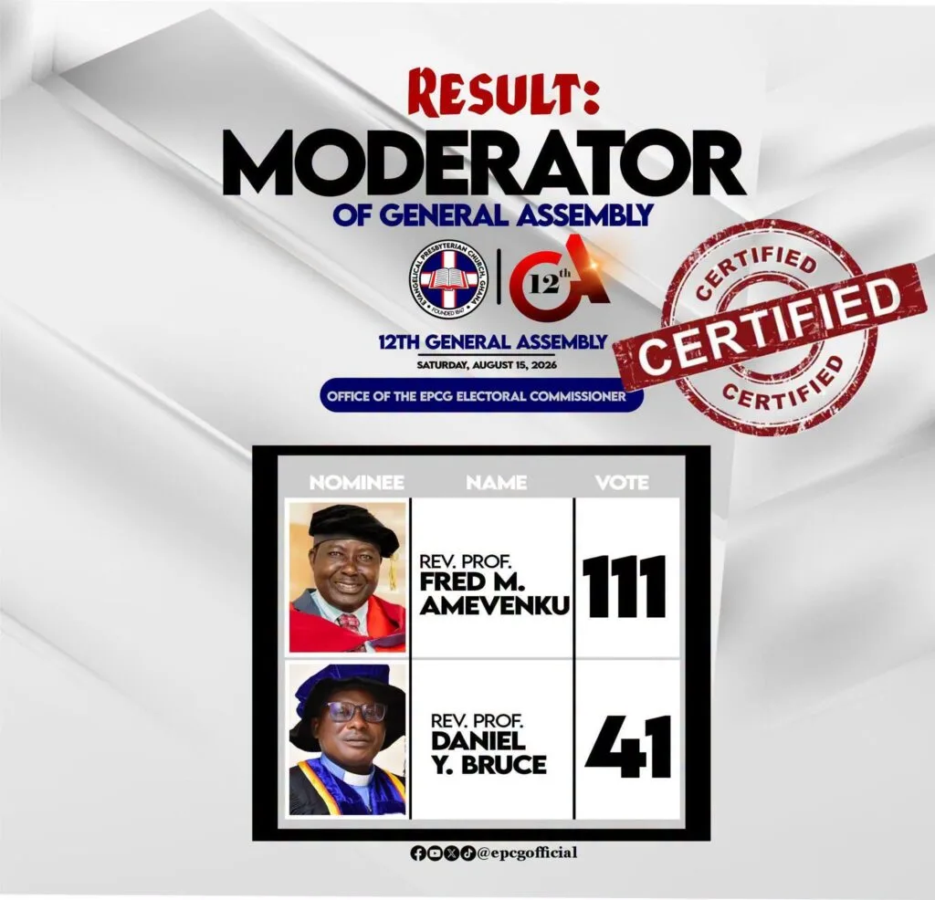 Rev. Prof. Frederick Amevenku elected 15th Moderator of E.P. Church Ghana