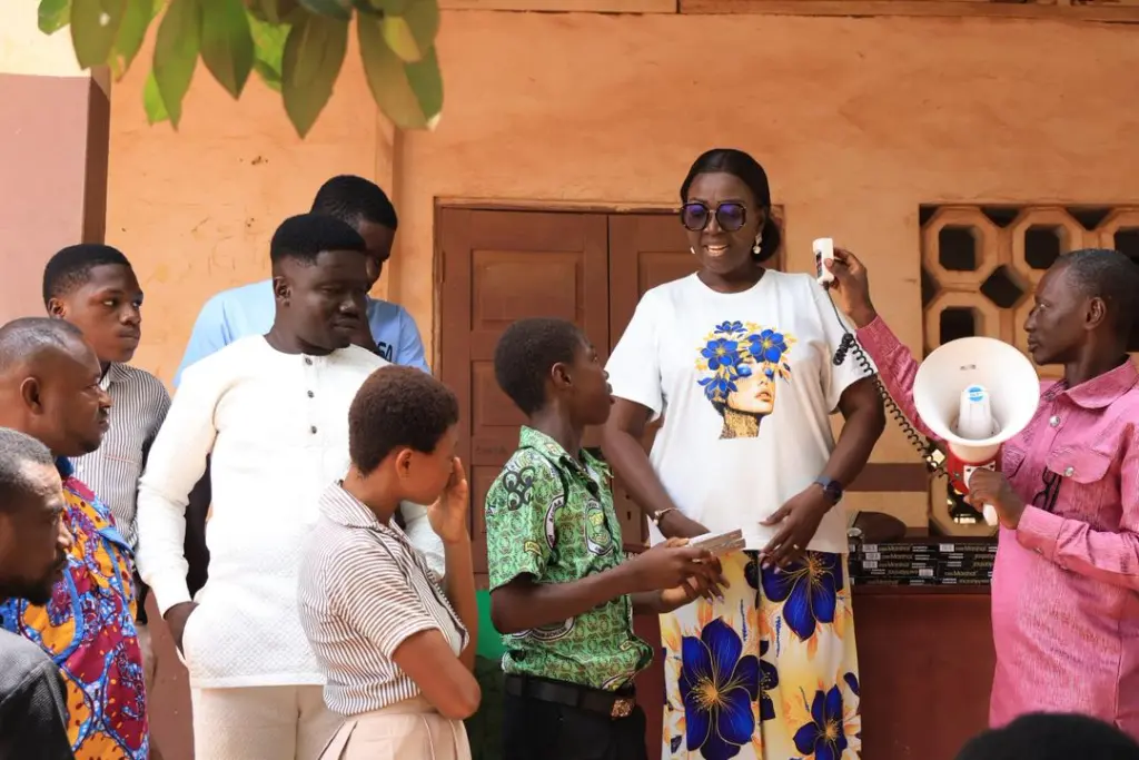 Mama Effe distributes mathematical sets to BECE candidates across three regions