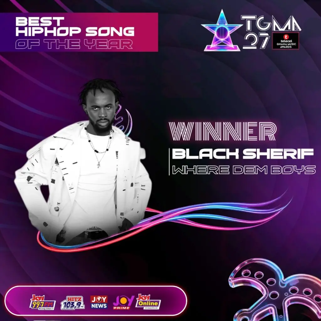 Black Sherif’s ‘Where Dem Boys’ reigns supreme as Best Hiphop Song at 27th TGMAs