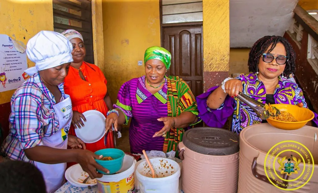 Gender Minister leads monitoring exercise to strengthen School Feeding Programme Gender Minister leads monitoring exercise to strengthen School Feeding Programme