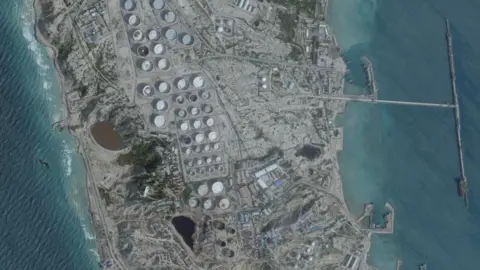 Reuters A satellite image showing an oil terminal at Kharg Island