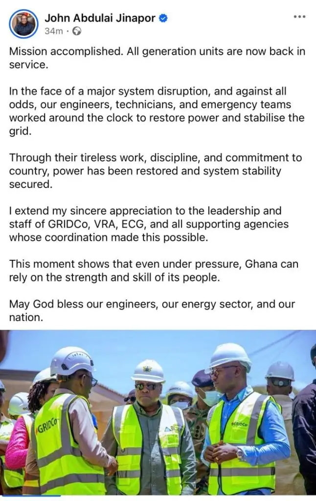 All power generation units restored after Akosombo Substation fire - John Jinapor All power generation units restored after Akosombo Substation fire - John Jinapor
