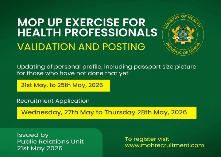 Health Ministry announces mop-up exercise for validation and posting of health professionals