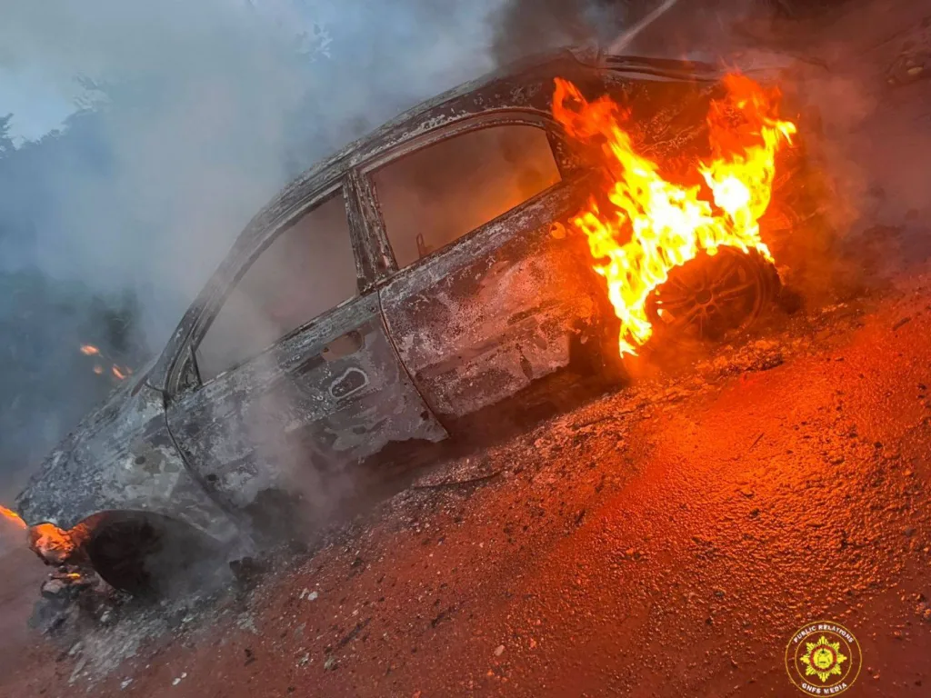 Taxi destroyed in fire outbreak at Frimpongso