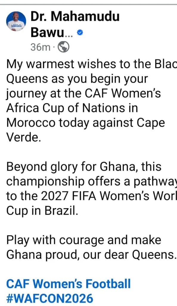 Bawumia wishes Black Queens success ahead of CAF Women's Africa Cup of Nations opener against Cape Verde