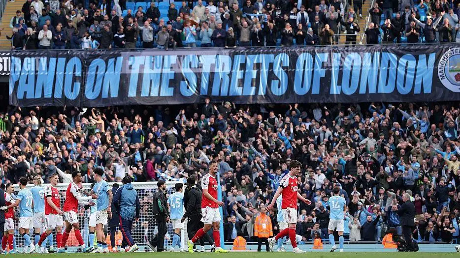 The message sent by Manchester City's fans to Arsenal after their vital victory at Etihad Stadium
