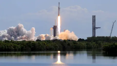 Getty Images SpaceX Falcon Heavy rocket launches from Kennedy Space Center's Launch Pad 39-A on Wednesday, April 29, 2026