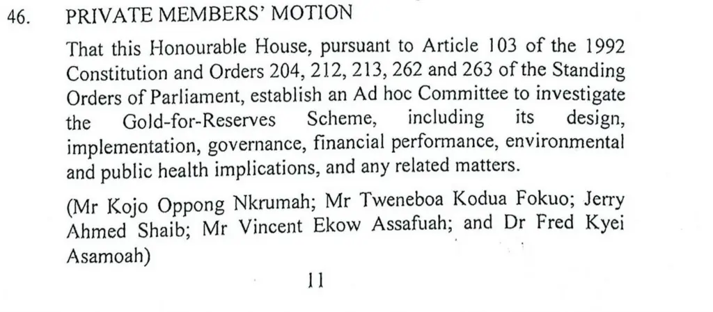 Parliament rejects Minority motion to investigate GoldBod losses