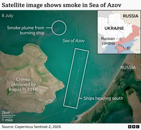 Map showing part of Crimea and the Sea of Azov