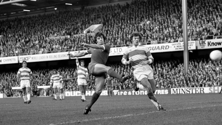 Liverpool striker Kevin Keegan during a match with QPR