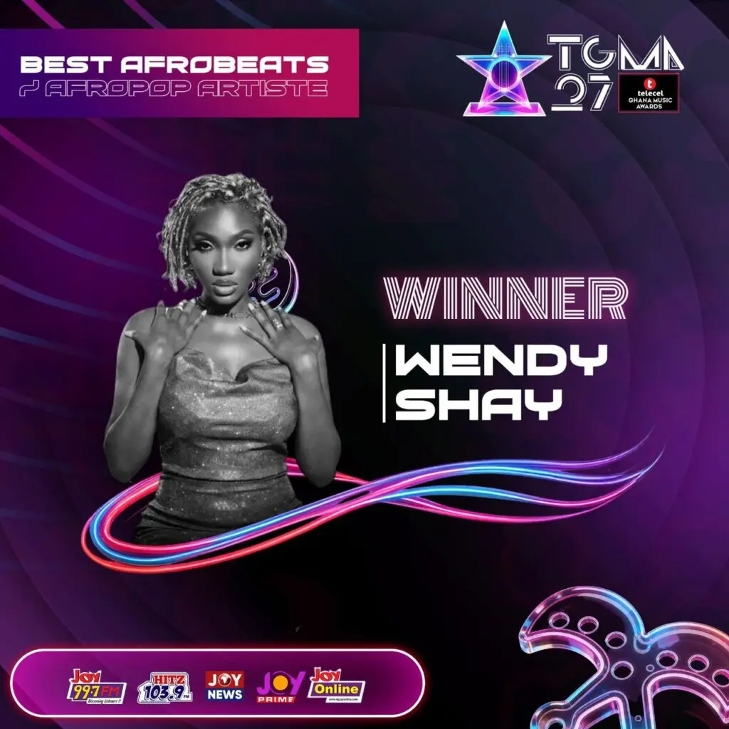 Wendy Shay crowned Afrobeats/Afropop Artiste at the 27th TGMAs
