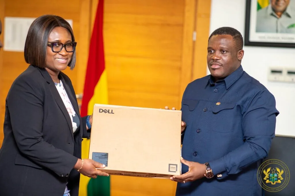 Sam George donates 10 laptops to Parliament to support digital operations