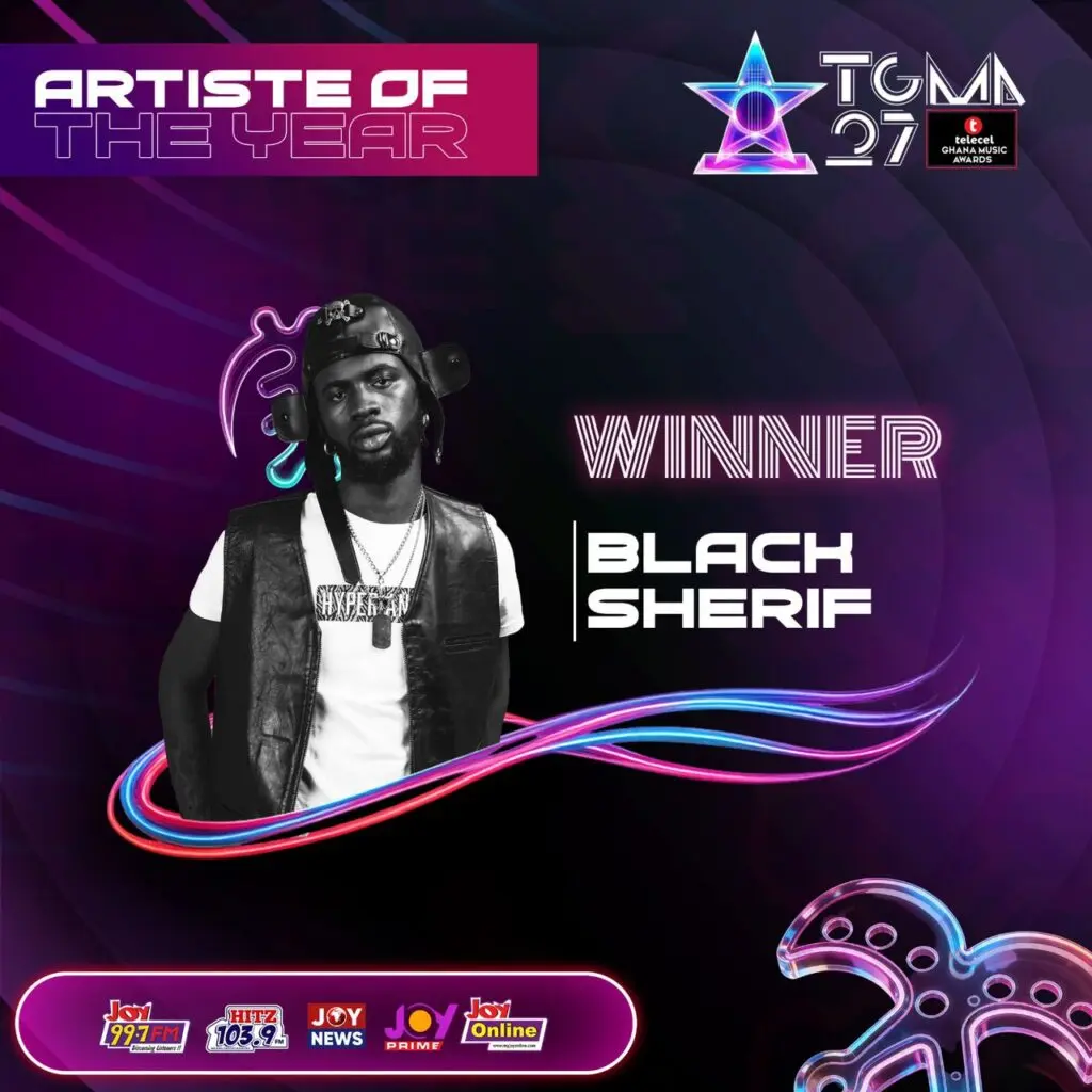 Black Sherif crowned Artiste of the Year again at 2027 TGMAs