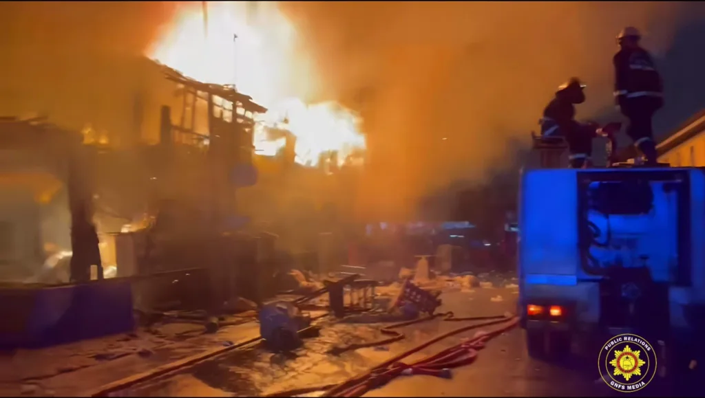 Accra Central Police Barracks fire outbreak: 32 rooms destroyed, firefighter injured