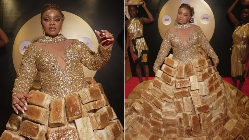 Dress made from 500 loaves stuns Africa Magic Viewers’ Choice Awards