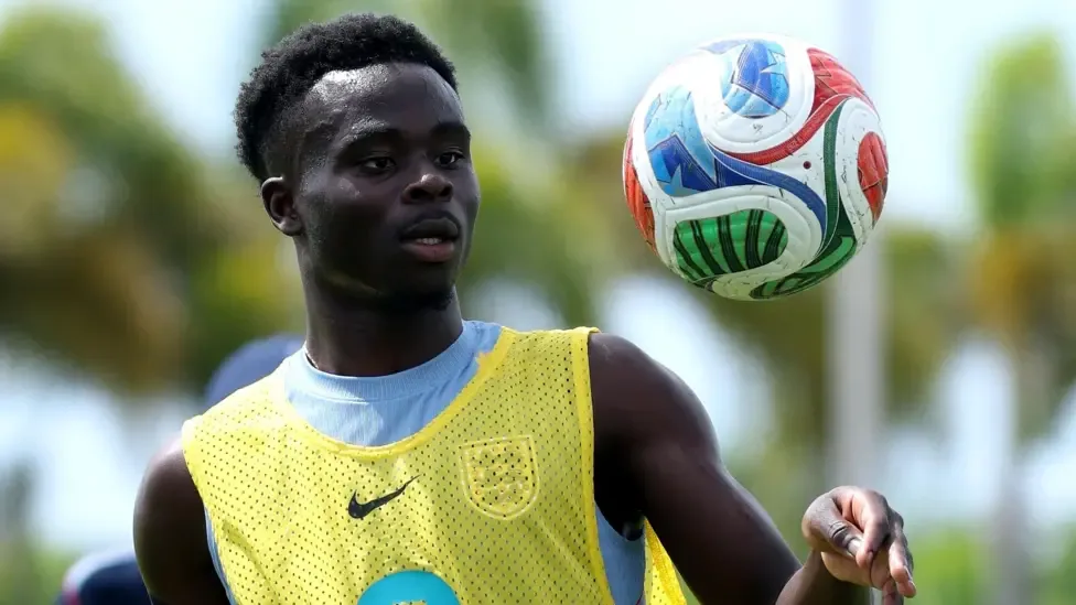 Saka trains with England squad before Ghana match