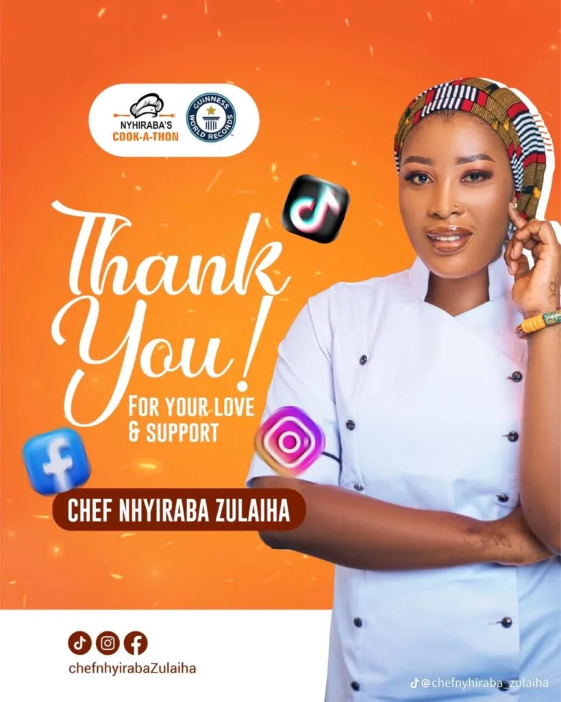 Chef Nyhiraba thanks Ghanaians after completing cook-a-thon attempt