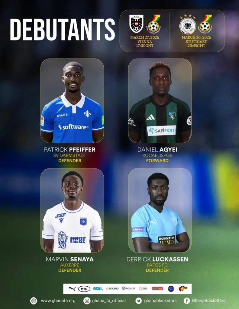Four players handed debut call-ups ahead of Black Stars’ pre-World Cup friendlies against Austria and Germany