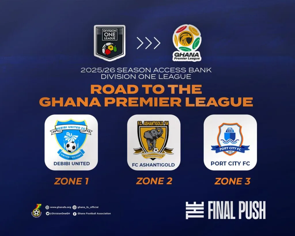 Debibi, FC AshantiGold 04 & Port City qualify for 2026/27 Ghana Premier League