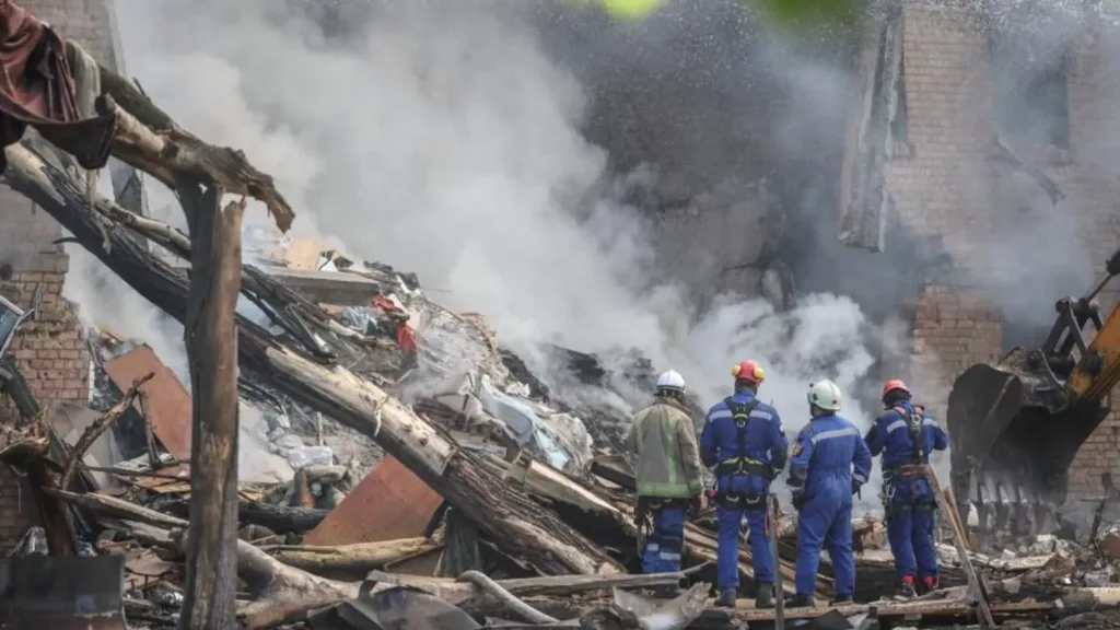 Four dead and dozens injured in wave of Russian strikes on Kyiv