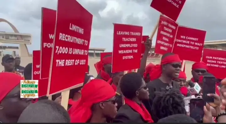 Leadership of 48 Colleges of Education protest in Accra over limited teacher recruitment slots