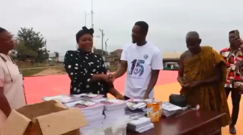Pastor supports three schools in Goaso with learning materials