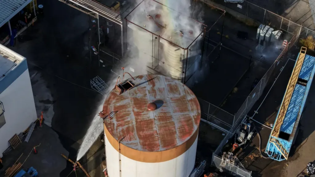 California declares emergency as fire crews race to contain toxic leak