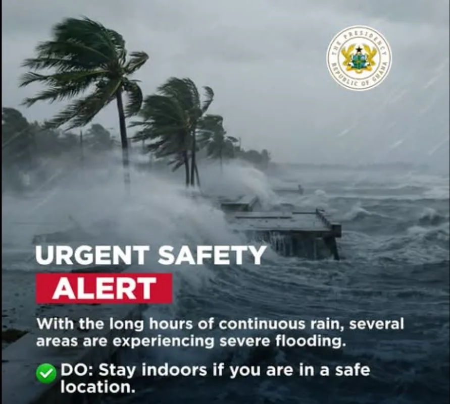 Presidency issues urgent flood safety advisory following heavy rains