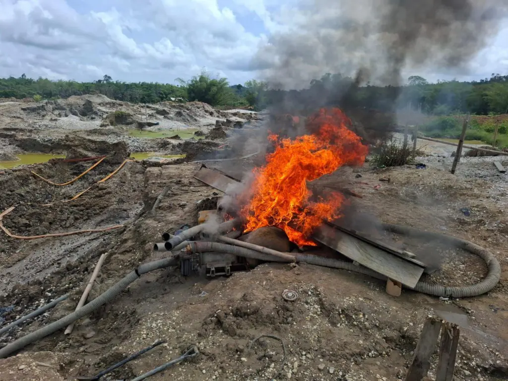 NAIMOS cracks down on galamsey surge at Gwira Banso, destroys heavy equipment in Nzema East operations