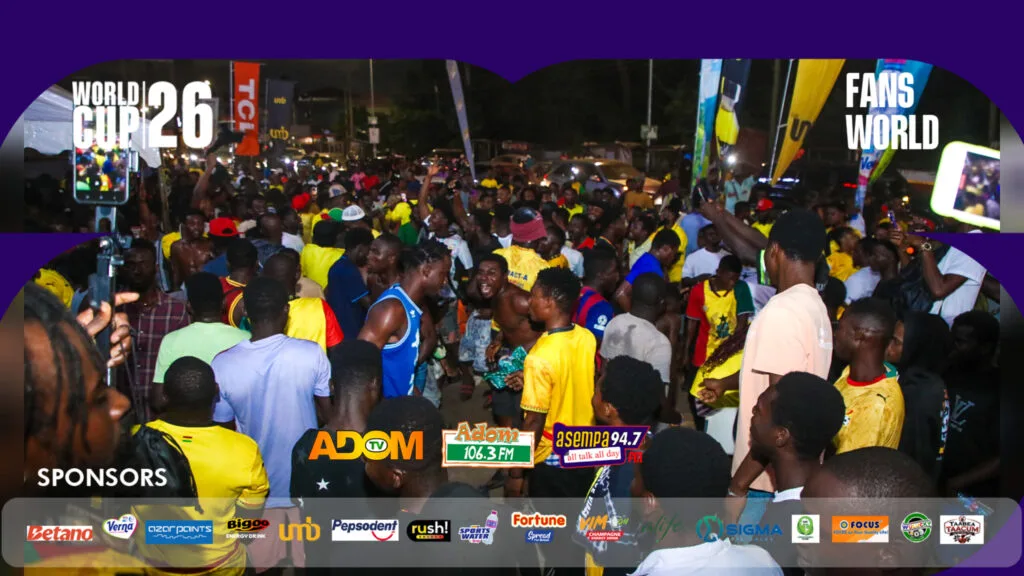 Fans erupt in cheers as Black Stars hold England at Adom FM/Asempa FM World Cup watch party[Photos]