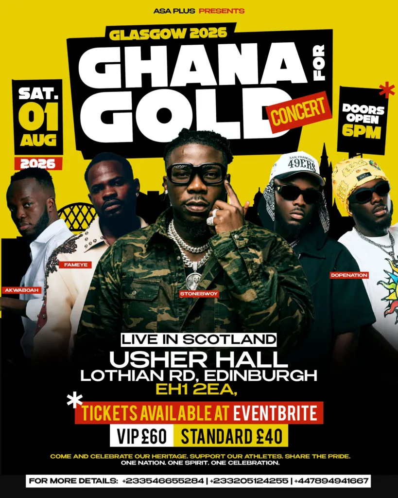 Stonebwoy, Fameye, DopeNation and Akwaboah to headline Ghana for Gold Concert in Scotland