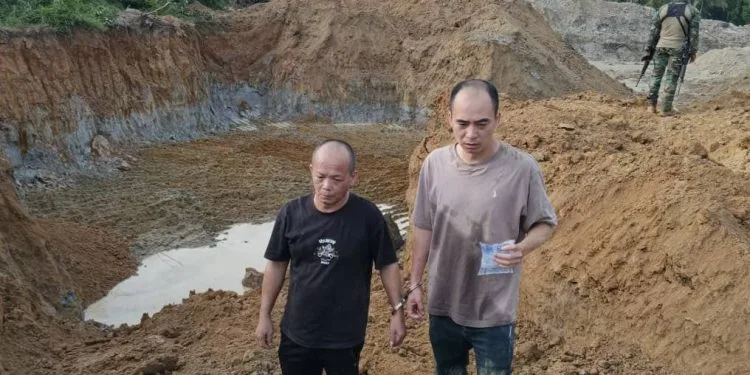 Two Chinese nationals arrested in dawn galamsey raid along Dankai River