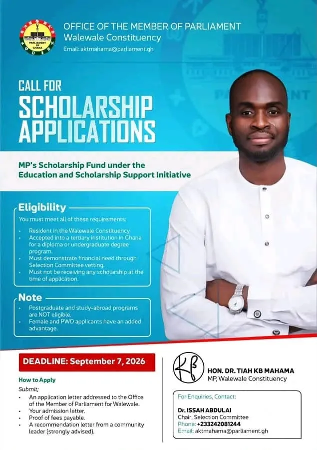 Walewale MP announces scholarship opportunities for tertiary students