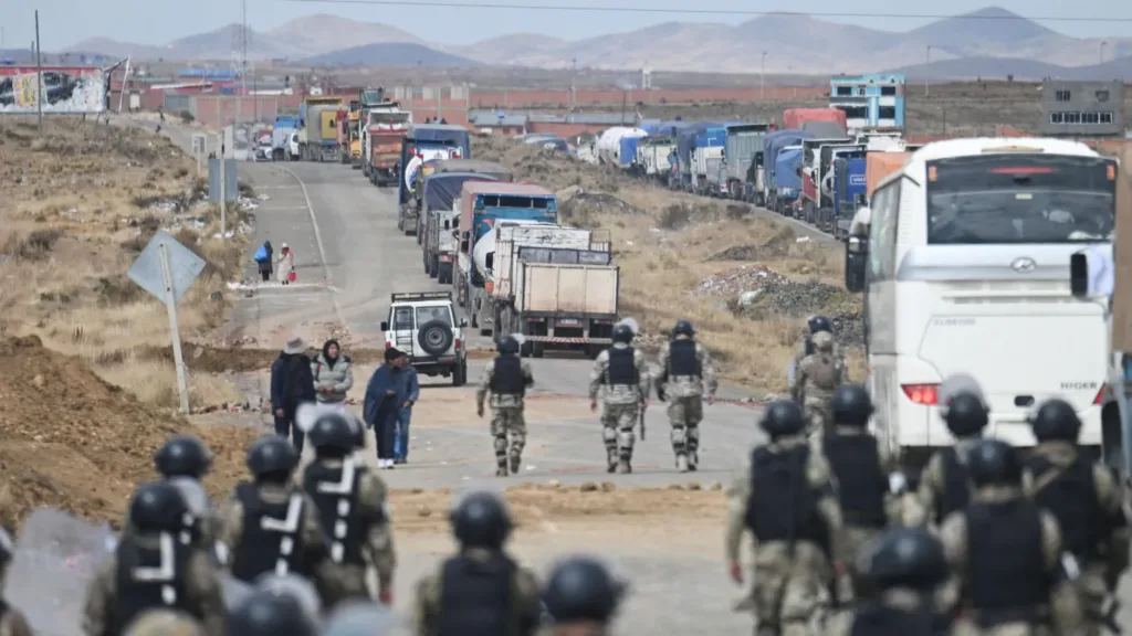 Bolivian minister’s convoy ambushed while overseeing roadblock clearance