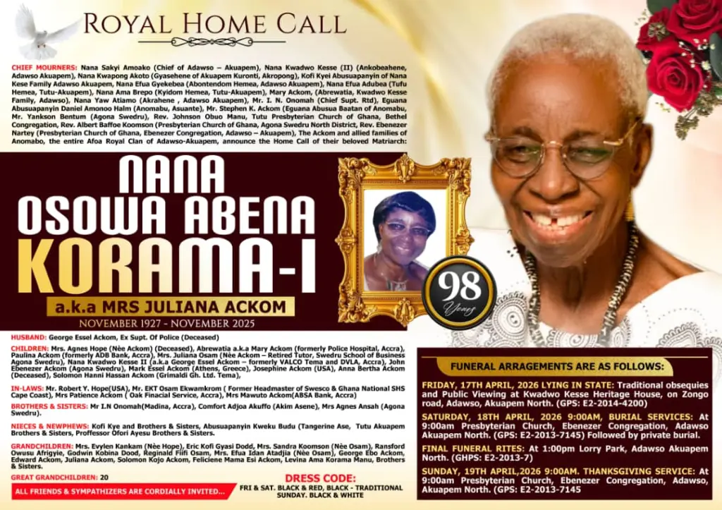 Nana Osowa Abena Korama-I aka Mrs Juliana Ackom