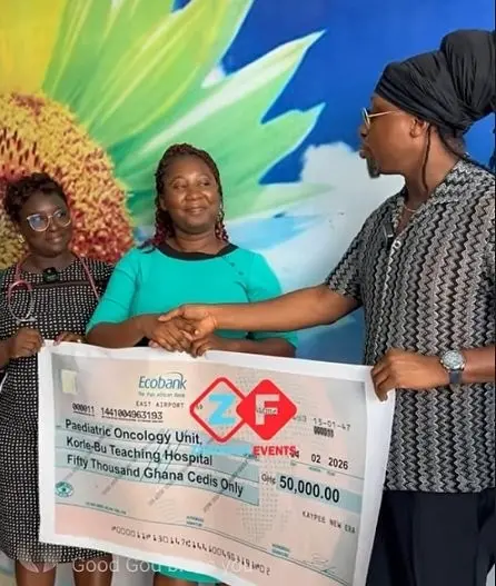 Kwaisey Pee donates GH₵50,000 to Korle-Bu Children’s Cancer Unit