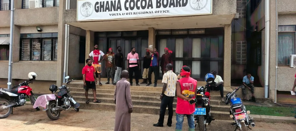 Oti cocoa farmers besiege COCOBOD office over unpaid arrears
