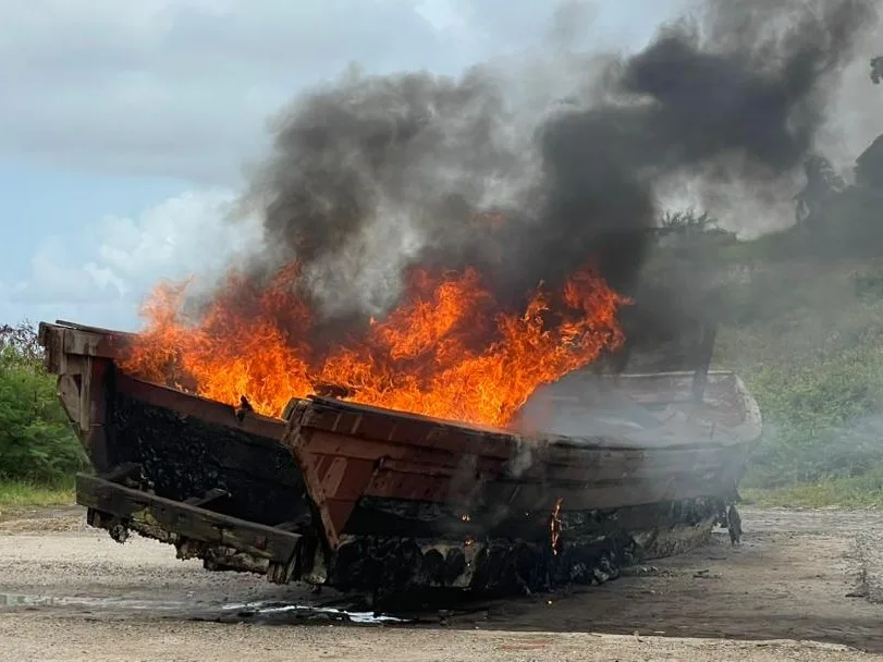 NPA, Western Naval Command destroy 8 jumbo canoes used for illegal fuel bunkering in Takoradi
