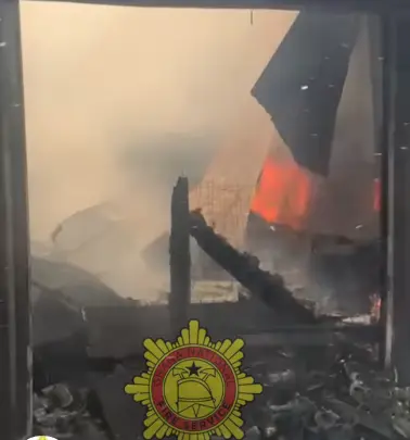 Fire erupts at Madina Ritz Junction, destroys multiple wooden structures and containers