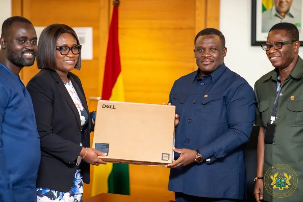 Sam George donates 10 laptops to Parliament to support digital operations