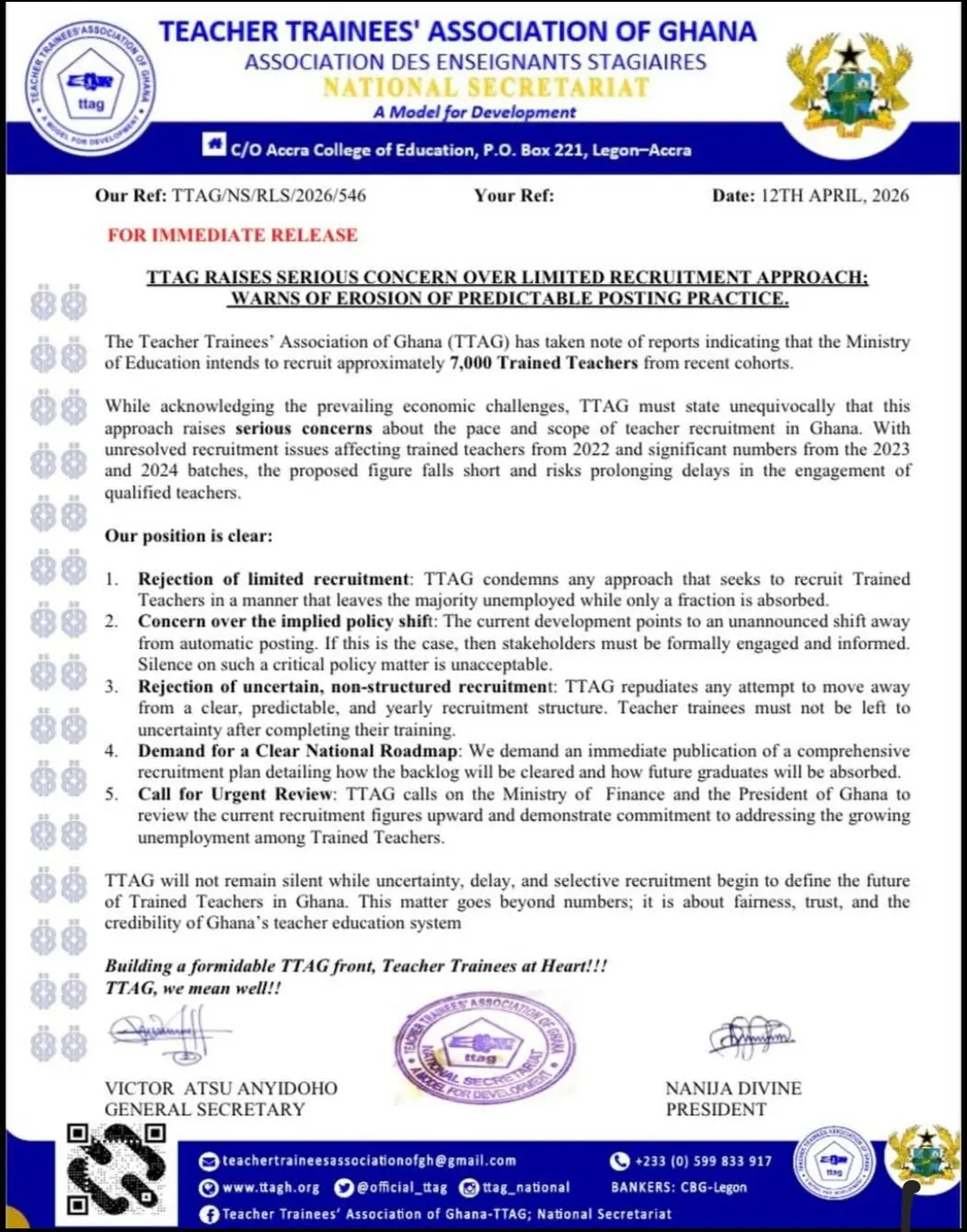 Teacher trainees to gov’t: 7,000 recruitment plan could worsen unemployment