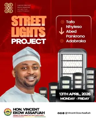 Old Tafo MP launches street lighting project to boost security, business activity