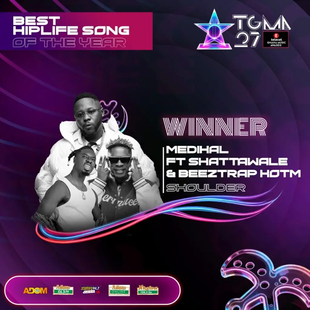 TGMA 27: Medikal’s ‘Shoulder’ wins Best Hiplife Song