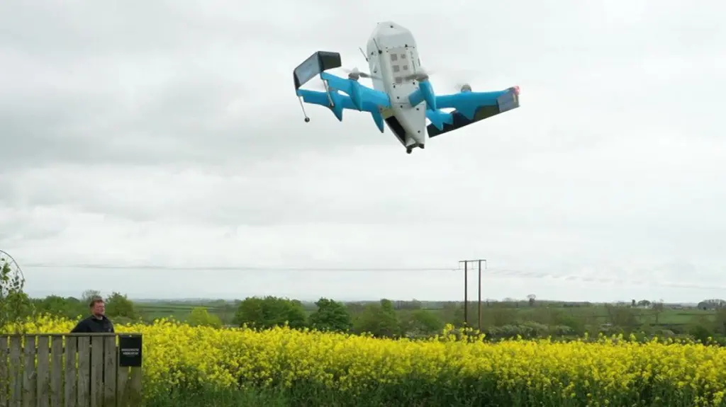 ‘We had people come just to see it’: Amazon delivers its first UK parcels by drone